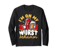 I’m On My Wurst Behaviour Funny Oktoberfest Sausage and Beer Long Sleeve T-Shirt
