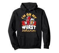 I’m On My Wurst Behaviour Funny Oktoberfest Sausage and Beer Pullover Hoodie