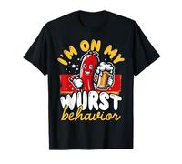 I’m On My Wurst Behaviour Funny Oktoberfest Sausage and Beer T-Shirt