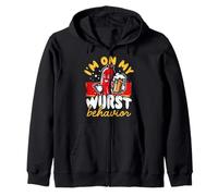 I’m On My Wurst Behaviour Funny Oktoberfest Sausage and Beer Zip Hoodie