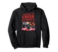 I’m Ready to Crush 67 Hearts Boys Valentines Monster Trucks Pullover Hoodie
