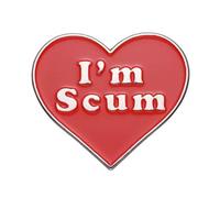 I’m Scum Heart Enamel Pin Funny Self Deprecating Sarcastic Red Love Quote Lapel Badge Metal Jacket Backpack Accessory 2 x 3cm
