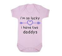 I’m so Lucky i Have Two Daddys Arrow Heart [FD19] Baby Grow Vest, 3-6 Months, Pastel Pink