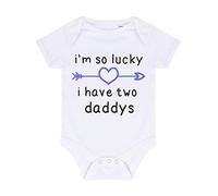 I’m so Lucky i Have Two Daddys Arrow Heart [FD19] Baby Grow Vest, 3-6 Months, White
