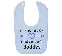 I’m so Lucky i Have Two Daddys Arrow Heart [FD19] Cotton Baby bib - Pastel Blue