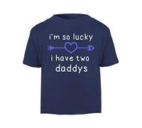 I’m so Lucky i Have Two Daddys Arrow Heart [FD19] Short Sleeve Cotton Toddler t Shirt, 3-4 Years, Navy