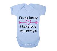 I’m so Lucky i Have Two Mummys Arrow Heart [MD19] Baby Grow Vest, 0-3 Months, Pastel Blue