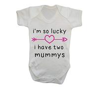 I’m so Lucky i Have Two Mummys Arrow Heart [MD19] Baby Grow Vest, 0-3 Months, White
