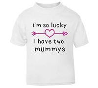 I’m so Lucky i Have Two Mummys Arrow Heart [MD19] Short Sleeve Cotton Toddler t Shirt, 1-2 Years, White
