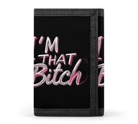 I‘m That Bitch Funny Trifold Wallet RFID Blocking Front Pocket Wallets with ID Window Gifts for Men Women