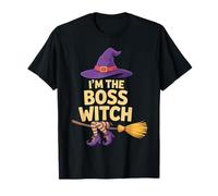 I’m The Boss Witch Funny Halloween Hat Broom Witch Legs T-Shirt