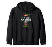 I’m The Bus DriverElf Christmas Xmas Pajama PJ Men Women Zip Hoodie
