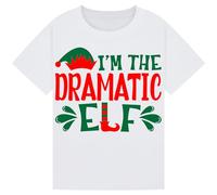 I’m The Dramatic Elf Funny Christmas T-Shirt | Matching Family Elf Shirts for Women, Men, Kids, Boys & Girls - Cute White S