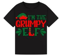 I’m The Grumpy Elf Funny Christmas T-Shirt | Family Matching Elf Shirts for Women, Men, Kids, Boys & Girls - Festive Gift for Holidays Black M