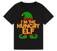 I’m The Hungry Elf Merry Christmas Elf Funny T-Shirt | Family Matching Shirts for Men, Women, Boys, Girls, Kids & a Fun Gift for Christmas Parties Black M