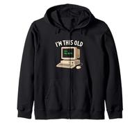 I’m This Old No WiFi Retro Computer Nerd Funny Tech Humor Zip Hoodie