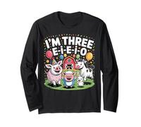 I’m Three EIEIO Farm Animal Birthday 3rd Birthday Toddler Long Sleeve T-Shirt