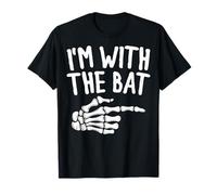 I’m With The Bat Skeleton Hand Ghost Spooky Halloween T-Shirt