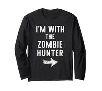 I’m with The Zombie Hunter Funny Halloween Couple Costume Long Sleeve T-Shirt