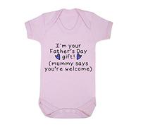 I’m Your Father's Day Gift. Mummy says You’re Welcome! Hearts [FD19] Baby Grow Vest, 6-12 Months, Pastel Pink