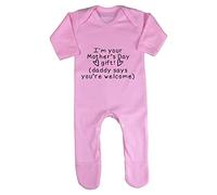 I’m Your Mother’s Day Gift. Daddy says You’re Welcome! Hearts [MMD19] Baby Romper Jumpsuit with feet, 0-3 Months, Pastel Pink