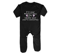 I’m Your Mother’s Day Gift. Daddy says You’re Welcome! Hearts [MMD19] Baby Romper Jumpsuit with feet, 3-6 Months, Black