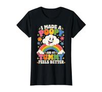 I Made A Poopy and My Tummy Feels Better - Inappropriate Value Graphic T-Shirt, Women, Black, S
