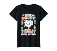 I Made A Poopy and My Tummy Feels Better - Inappropriate Value Graphic T-Shirt, Women, Black, XL