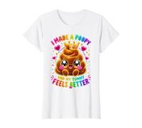 I Made A Poopy and My Tummy Feels Better - Inappropriate Value Graphic T-Shirt, Women, White, M