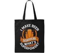 I Make Beer Disappear What's Your Superpower Pint Graphic Natural Ecological Cotton Tote Bag Black