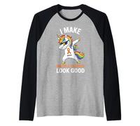 I Make Multiple Sclerosis Look Good Dabbing Unicorn Warrior Raglan Baseball Tee