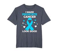 I Make Prostate Cancer Look Good Prostate Cancer Warrior T-Shirt, Men's Big and Tall, Heather Blue, 5X Tall