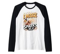 I Make Sparks Fly Electrician Electrical Sparky Raglan Baseball Tee