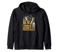 I Make Sparks Fly Professionally Electrician Welding Zip Hoodie