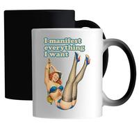 I Manifest Everything I Want Retro Style Pin Up Girl Ceramic Magic Mug White