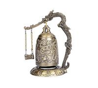 I-MART Asian Oriental Brass Gong with Dragon Stand Mini Gong Meditation Bell for Japanese Desk Accessories Tibetan Bells and Dragon Symbol Zen Art Accent