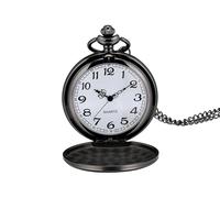 I-MART Smooth Vintage Pocket Watch with Chain (Black)