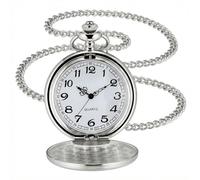 I-MART Smooth Vintage Pocket Watch with Chain (Silver)