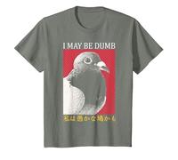 I May Be Dumb Pigeon Japanese T-Shirt, Youth, Olive Heather, Small
