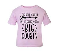 I May be Little but I'm Going to be a Big Cousin (Pregnancy Baby Announcement) [BBY3] Short Sleeve Cotton Toddler t Shirt, 3-4 Years, Pastel Pink