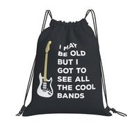 I May Be Old But Got To See Cool Bands Women Men String Backpack Durable Swimming Bag Large Gym Sack For Swim Football Climbing