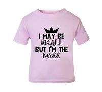 I May be Small but I'm The boss (Style one) [BBY6] Short Sleeve Cotton Toddler t Shirt, 2-3 Years, Pastel Pink