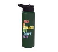 I May Be Straight But I Do not Hate LGBTQ Pride Month Stainless Steel Insulated Water Bottle