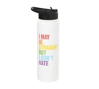 I May Be Straight But I Do not Hate LGBTQ Pride Month Stainless Steel Insulated Water Bottle