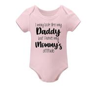 I May Look Like My Daddy But I Have My Mommy's Attitude Baby Bodysuit Funny Newborn Light Pink-style-1 6months