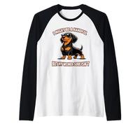 I Might Be A Handful But My Weiner Sure Isn't Adult Humor Raglan Baseball Tee