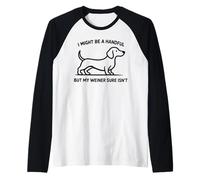 I Might Be A Handful But My Weiner Sure Isn't Adult Humor Raglan Baseball Tee