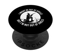 I Might Be Out Of Spells But Not Shells Tshirt Wizard Gun PopSockets Adhesive PopGrip