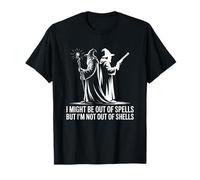 I Might Be Out of Spells But Not Shells Tshirt Wizard Gun T-Shirt