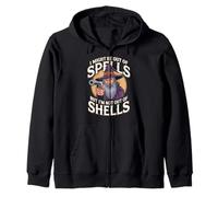 I Might Be Out Of Spells But Not Shells Tshirt Wizard Gun Zip Hoodie